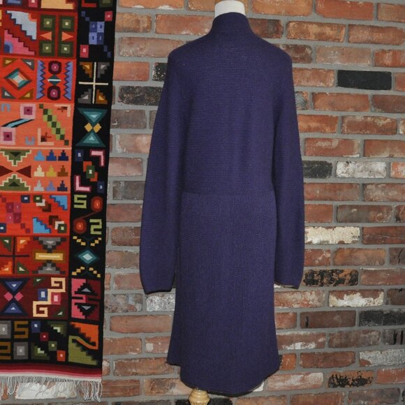 Minkha 100% Alpaca Wool Knit Long Cardigan Button-up Sweater Purple P - Picture 3 of 7